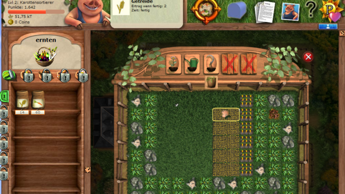 My Free Farm: Auf einzelnen Beeten kannst du verschiedene Pflanzen anbauen und ernten.