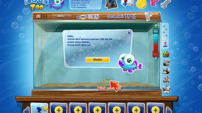 Free Aqua Zoo: Am Anfang ist dein Aquarium noch leer.