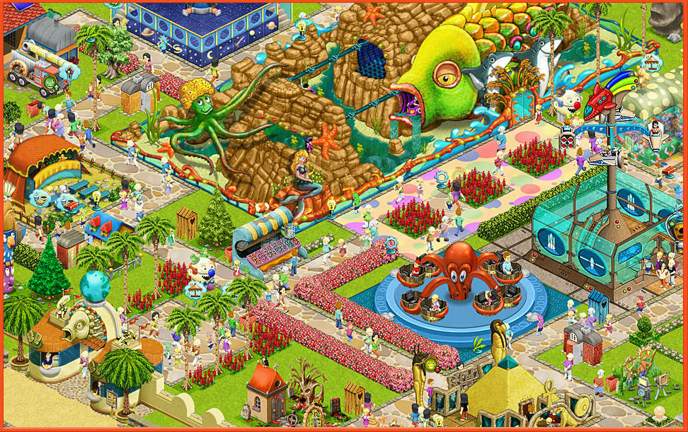 My Fantastic Park: So könnte dein Park voller Menschen und Attraktionen zum Schluss aussehen.